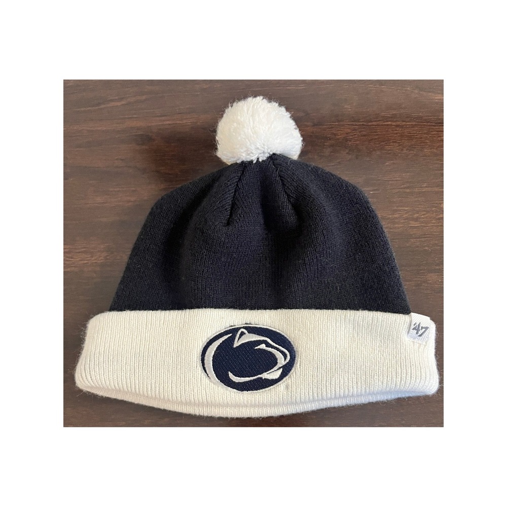 47 Brand Penn State Nittany Lions Toddler Navy White Pom Beanie Knit Hat